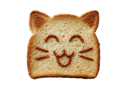 Cat Face Toast Against White Background