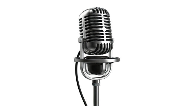 Vintage Silver Microphone on Stand