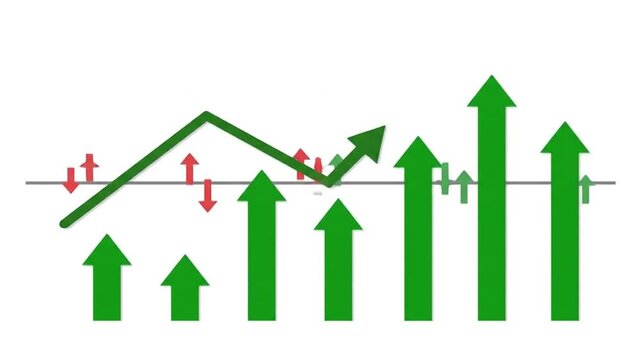 Financial Growth Chart with Upward Trends and Market Fluctuations.