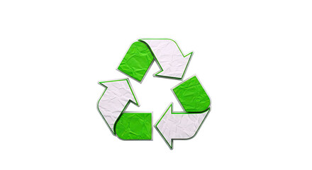 Obraz premium Recycling Symbol with Crumpled Paper Texture