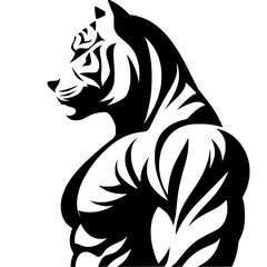 Silhouette of a muscular tiger