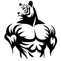 Silhouette of a muscular tiger