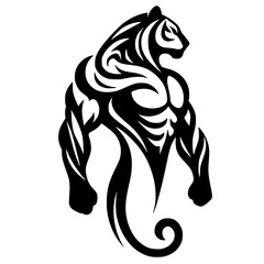 Silhouette of a muscular tiger