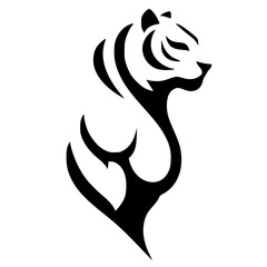 Silhouette of a muscular tiger