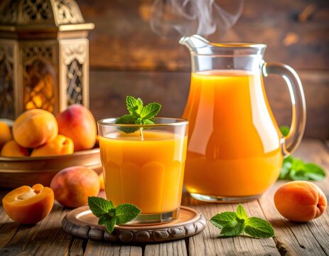 Apricot juice refreshing drink for ramadan iftar