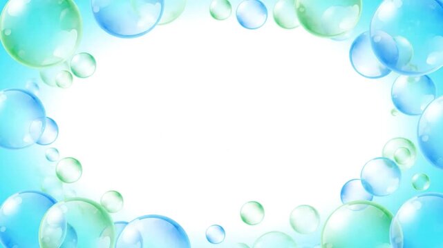 Animated Blue and Green Bubbles Frame Background Loop with Copy Space