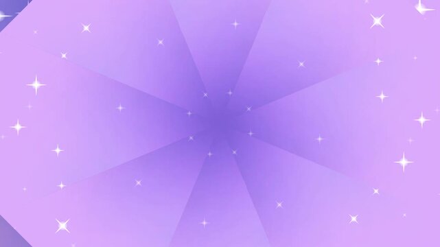 Sparkling Star Tunnel Animation with Purple Gradient Background and Geometric Rays