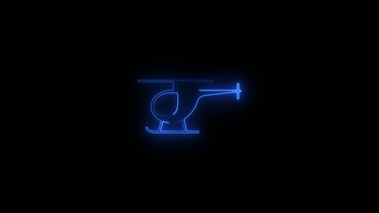Neon blue wireframe helicopter outline with glowing lines and cross shaped tail rotor on dark Generate title without using the word "Title:" before it. background