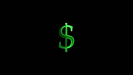 Obraz premium Neon green glowing dollar sign symbol on dark Generate title without using the word 