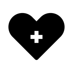 black heart icon with white plus sign