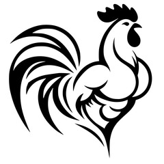 Silhouette of a muscular rooster