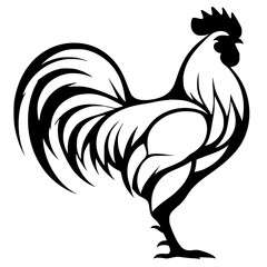 Silhouette of a muscular rooster