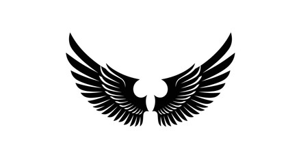 Fototapeta premium Black eagle silhouette vector illustration featuring spread wings and feather details for a powerful bird flight symbol or tattoo design