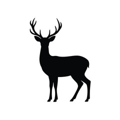 Obraz premium Silhouette of a majestic stag with large branching antlers shown in profile