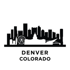 Fototapeta premium Silhouetted skyline of denver colorado featuring iconic buildings
