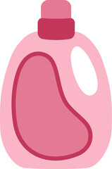 A pink detergent bottle with a cap on a plain surface viewed from the front