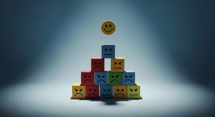 Obraz premium Emotions pyramid with happy face on top