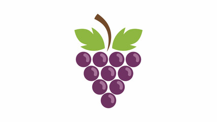 Simple vector illustration of a sweet ripe purple grape bunch with two leaves