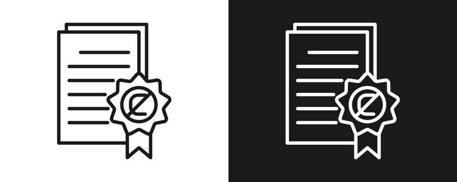 Copyright Infringement Icon Set Outline In White And Black Background