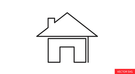 Fototapeta premium Simple House Icon Line Art, Minimalist Home Symbol, Vector Illustration