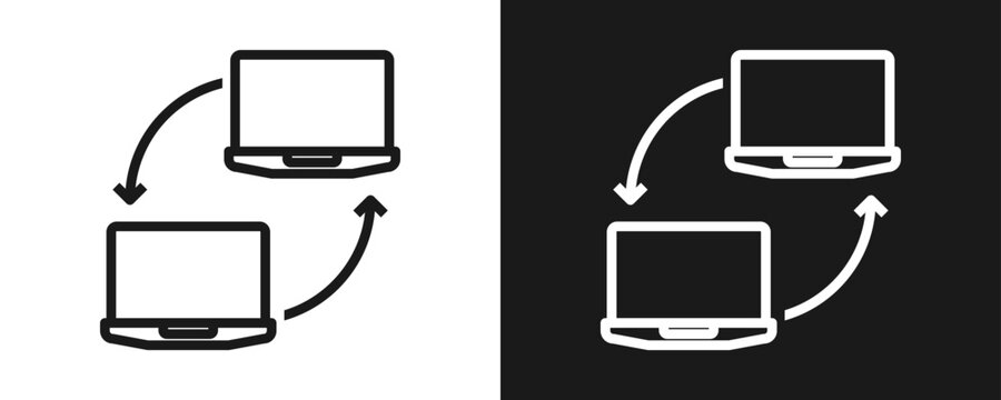 Data Portability Icon Set Outline In White And Black Background
