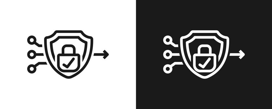 Siem Icon Set Outline In White And Black Background