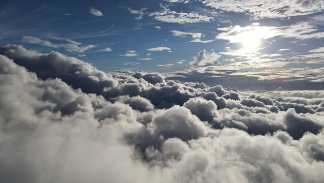 Epic aerial view of a breathtaking sea of clouds in the early morning