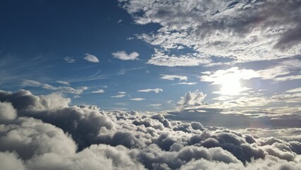 Fototapeta premium Epic aerial view of a breathtaking sea of clouds in the early morning