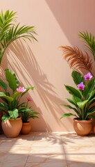 Obraz premium Indoor Plants with Sunlight and Shadows