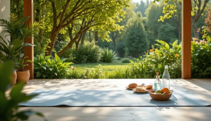 Serene Outdoor Patio with Picnic Setup