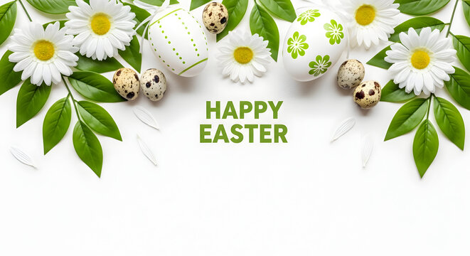 Easter celebration with floral arrangement and easter eggs