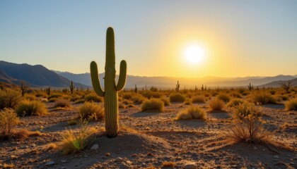 Saguaro Cactus at Desert Sunset
