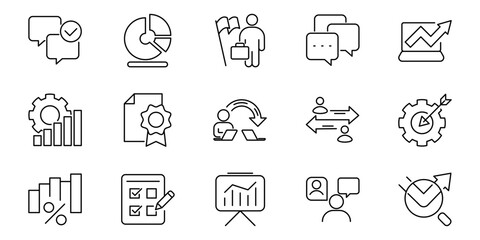 Fototapeta premium Business and strategy icons representing analytics, growth, teamwork, and success in corporate operations