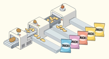 Obraz premium Snack Food Production Line Manufacturing Process.