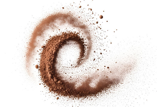 Spiral Cinnamon Powder Forming Brown Ring. Isolated on Transparent Background