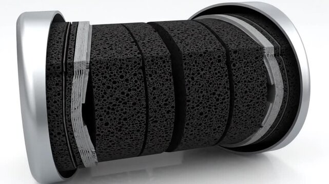 Technical Parallax Cross-Section Cut-Away of Dense Supercapacitor Core