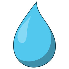 Cartoon Style Water Drop Blue Shiny Illustration Graphic Element