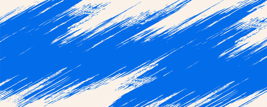 Abstract bold wavy brush stroke background with grunge texture. Hand drawn curly thick line with brush texture. Banner graphic background with blue marker scratch lines. Sketchy futuristic wallpaper.