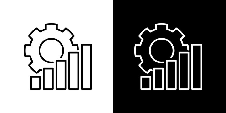 Modern vector icon illustrating business growth through data analysis and technological process optimization. Symbolizing efficiency, progress, and performance improvement