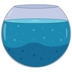 Cartoon Fishbowl Aquarium Illustration Filled with Blue Liquid Water