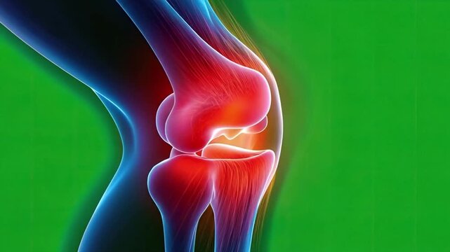 Inflammatory joint anatomy glowing knee joint anatomy knee joint pain inflammation medical anatomy illustration showing irritated cartilage and bone structure for healthcare visuals