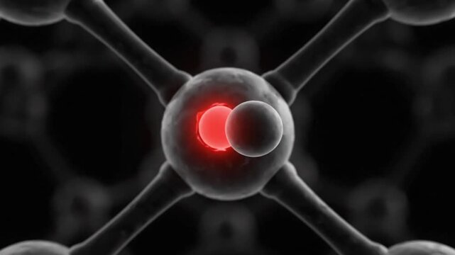 Scientific 3D Animation of Quantum Nitrogen-Vacancy Center Glowing Red