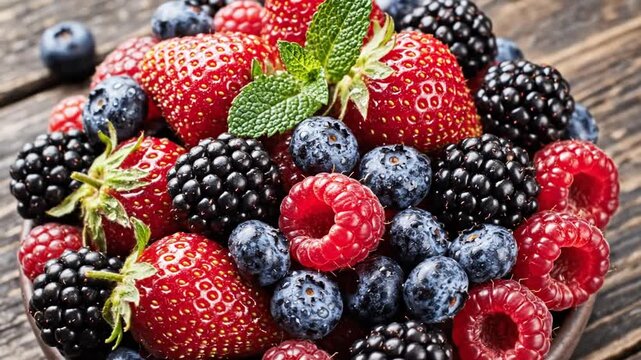 Colorful Berry Mix Close Up Video Footage.