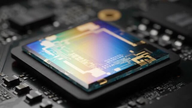 Macro Light Refraction Rainbow Spectrum on Thin Diamond Wafer Microchip
