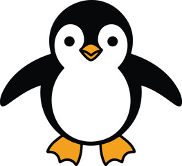 Obraz premium Cute Penguin Outline Illustration Friendly Winter Animal Cartoon for Kids