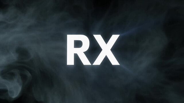 Mysterious Smoke RX Letters in Dark Cinematic Scene.