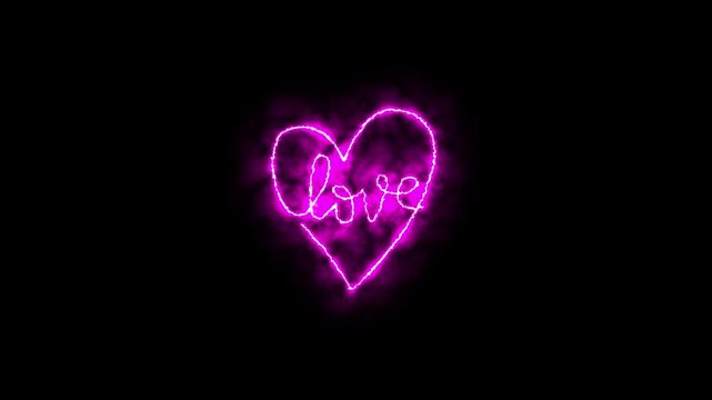 Neon Heart Love Sign Animation.