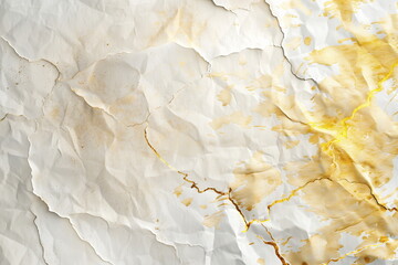 Elegant abstract texture with gold leaf splashes and crumpled paper effect for luxury design background