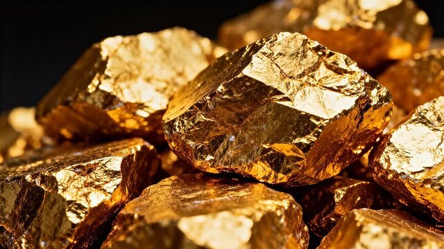 Gold nuggets in closeup view