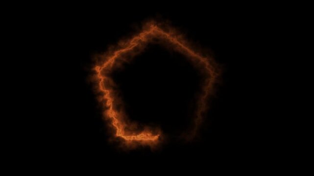 Abstract fiery pentagon shape animation